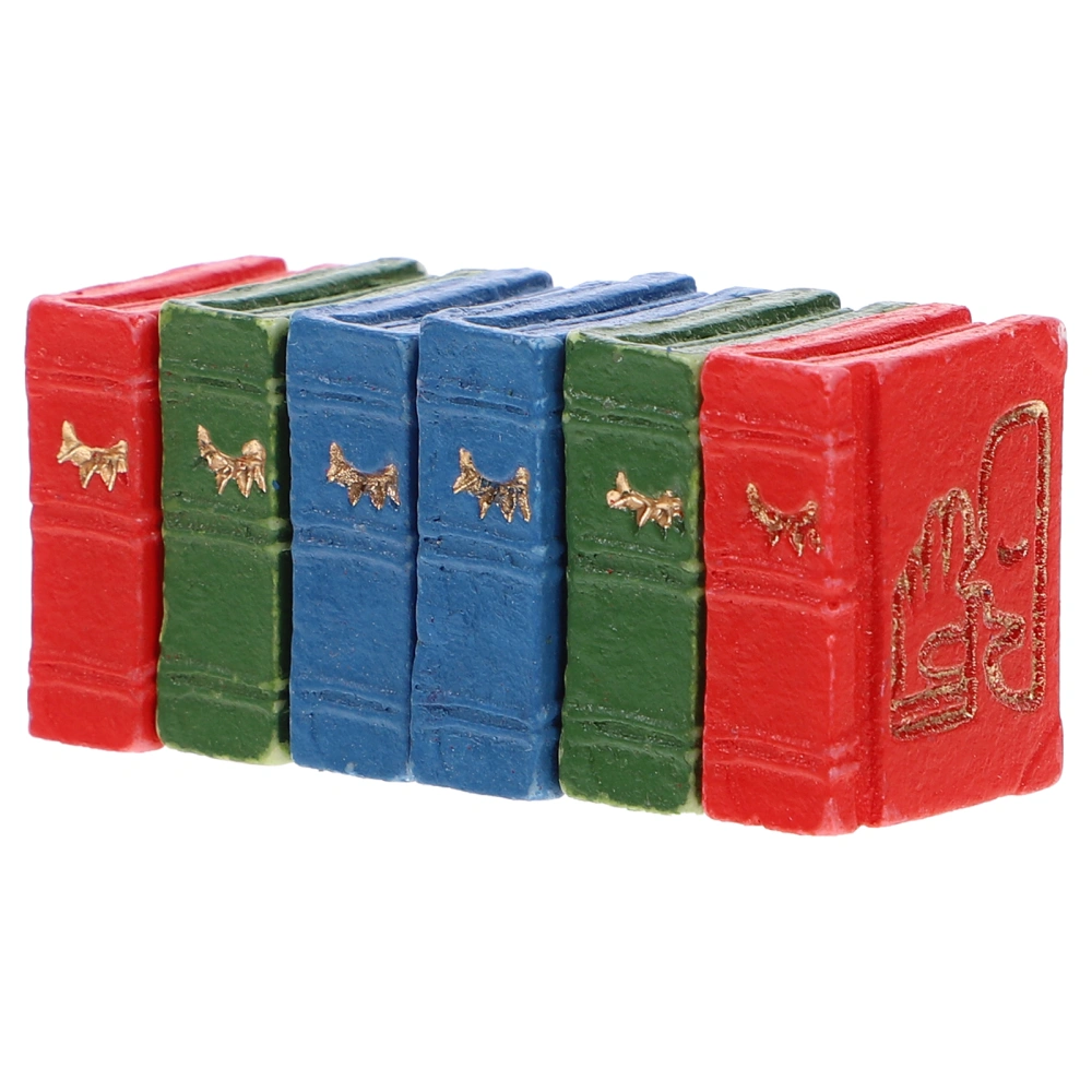 6pcs Micro Book Simulation Book Mini House Book Decor Miniature Book Adorn