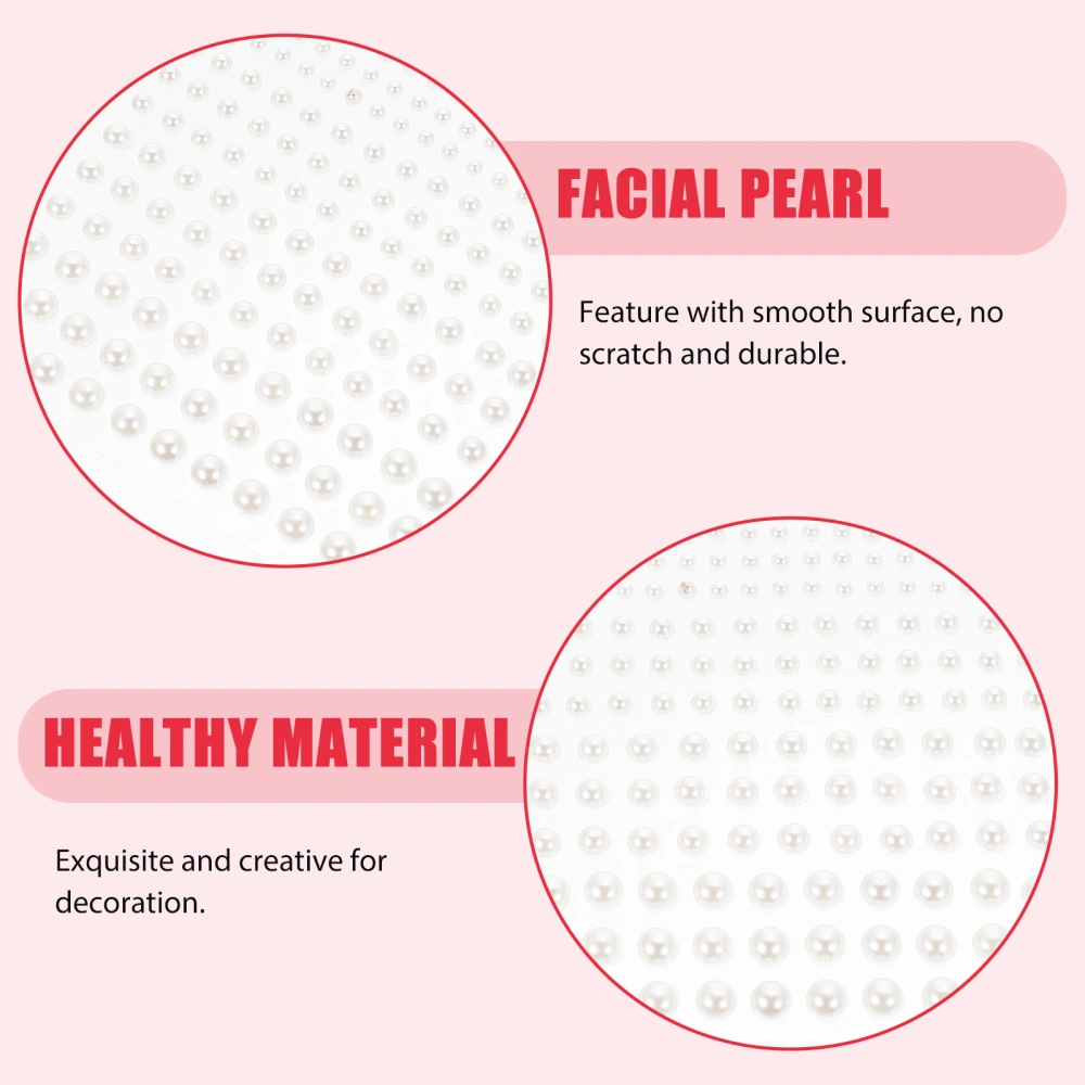 5pcs Face Pearl Stickers Adhesive Pearl Stickers Flat Back Pearls Stickers