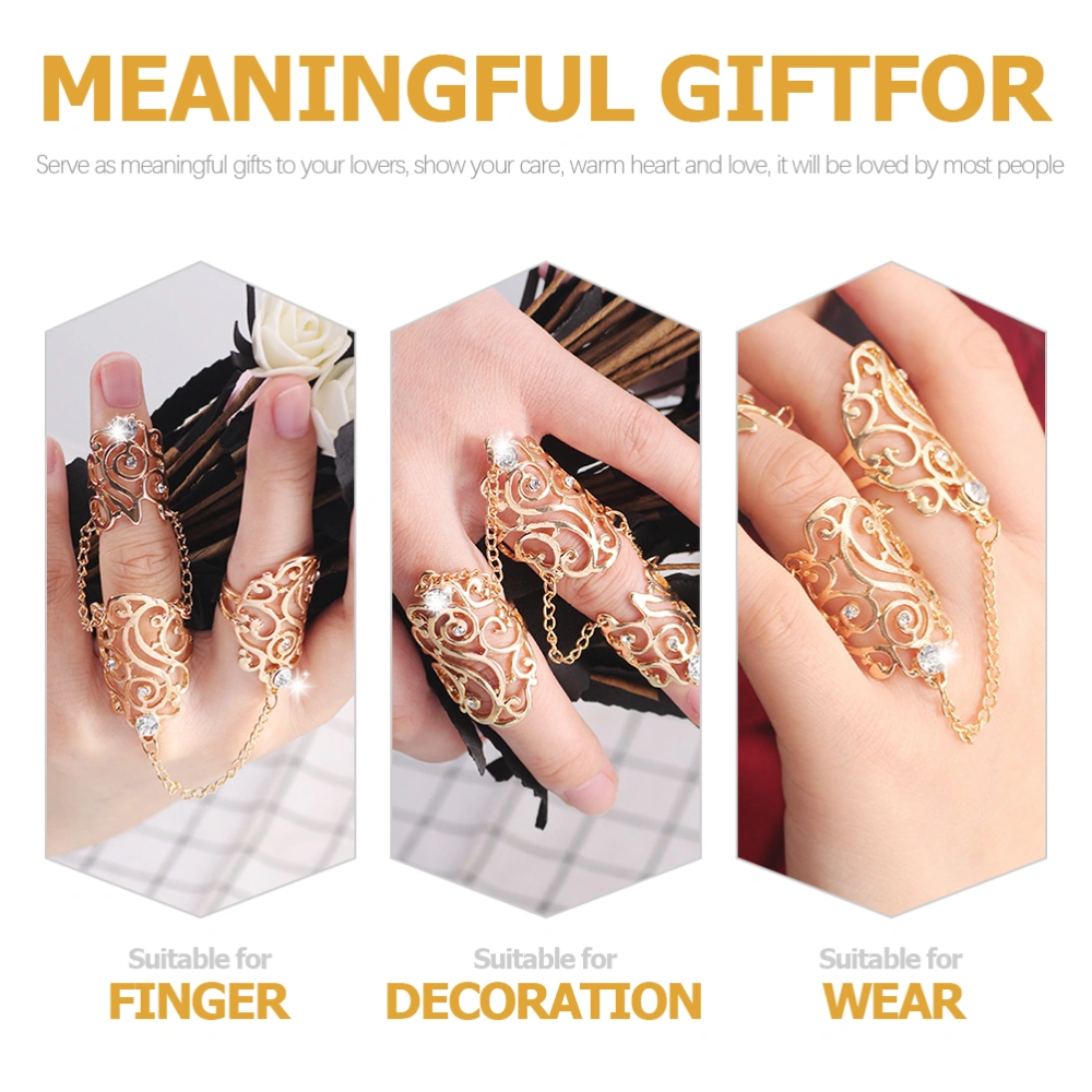 1 Set Creative Finger Rings Rhinestone Finger Rings Punk Style Ring Jewelry