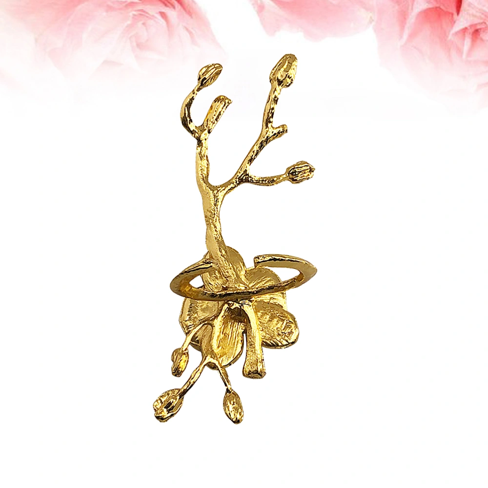 Creative Plum Blossom Metal Alloy Flowers Branch Napkin Holders Tabletop Decoration Accessories Napkin Rings (Golden)