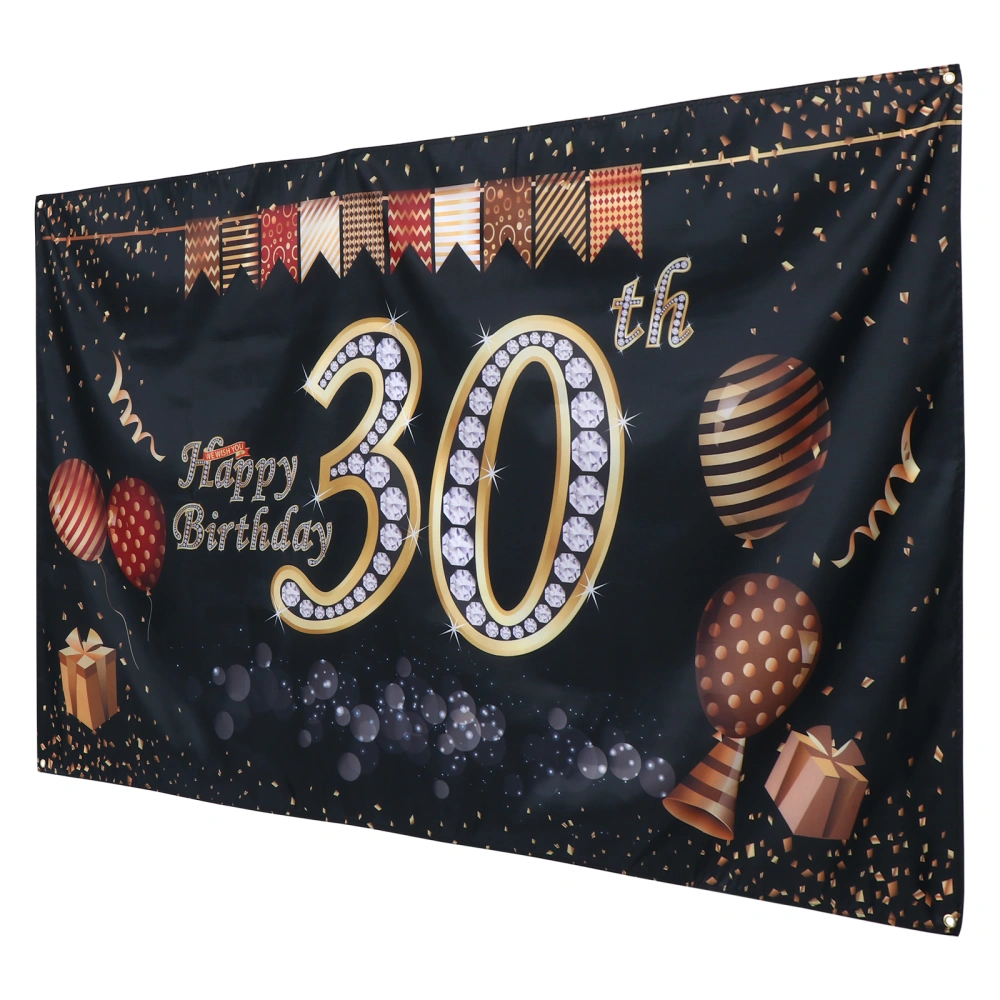 1pc  Birthday Banner Happy Birthday Hanging Flag Backdrop Decoration (30th)