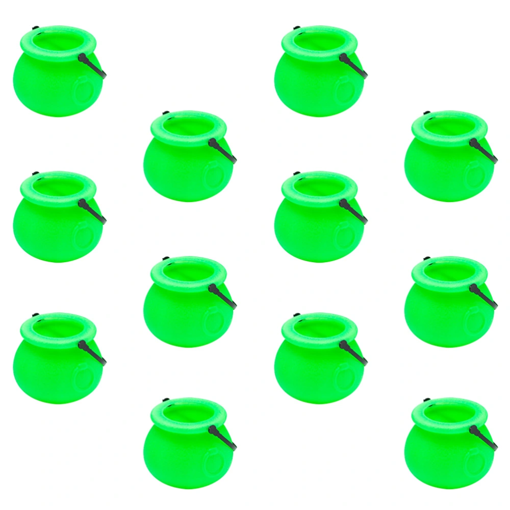 12pcs Green Portable Candy Jar Plastic Witch Storage Jar Window Ornament Biscuit Food Storage Can Toys for Kids Child- Size S