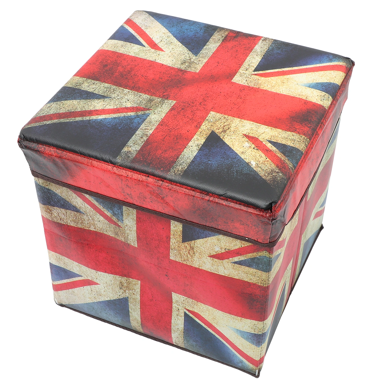 Storage Ottoman Household Folding Storage Ottoman Stool British Flag Pattern Stool