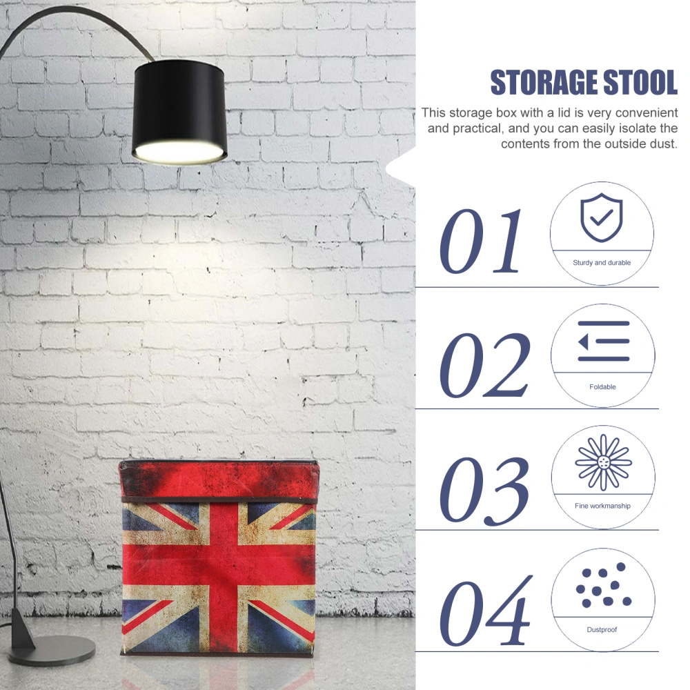 Storage Ottoman Household Folding Storage Ottoman Stool British Flag Pattern Stool