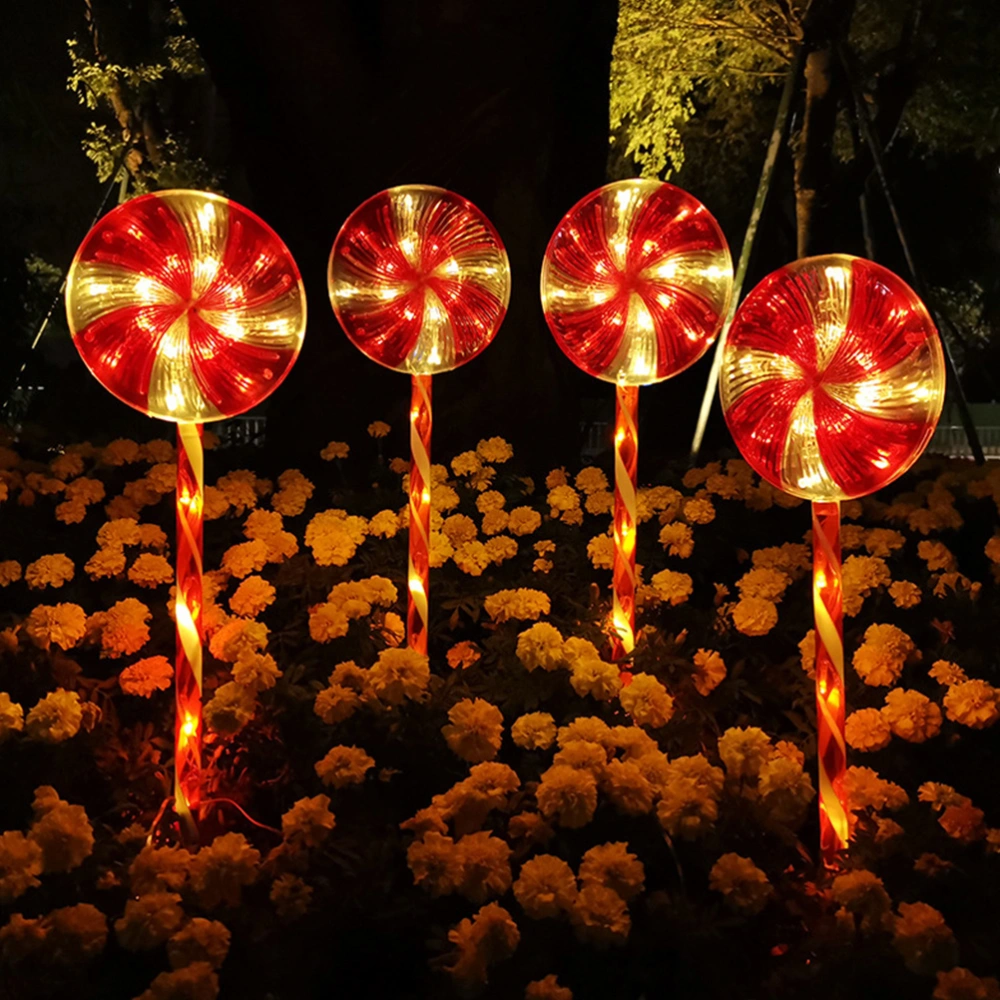 1 Set of Outdoor Waterproof LED Solar Lollipop Design Light Festival Light (Red)