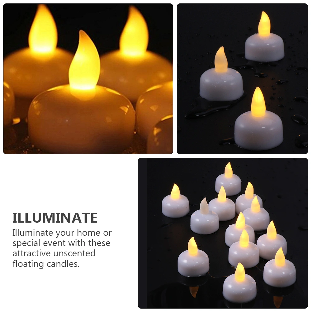 12 Pcs Waterproof LED Candle Nights Water Floating Lights Wedding Decoration