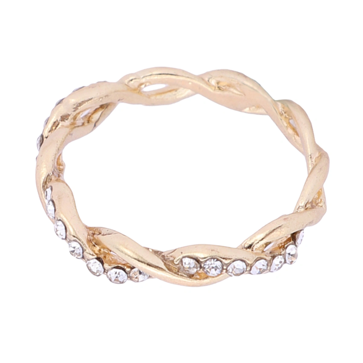 Wedding Engagement Ring Round Cut Diamond Rope Twined Vine Stacking Promise Ring for Lovers Size 10 (Gold)