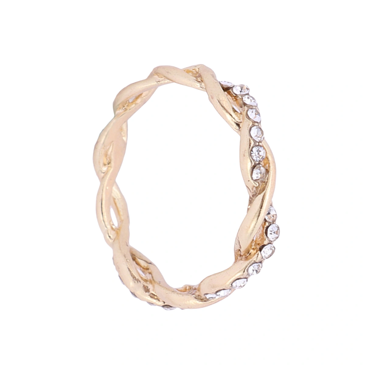 Wedding Engagement Ring Round Cut Diamond Rope Twined Vine Stacking Promise Ring for Lovers Size 10 (Gold)
