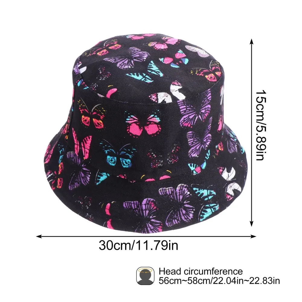 Reversible Fisherman Hat Lovely Butterflies Printed Anti-UV Fisherman