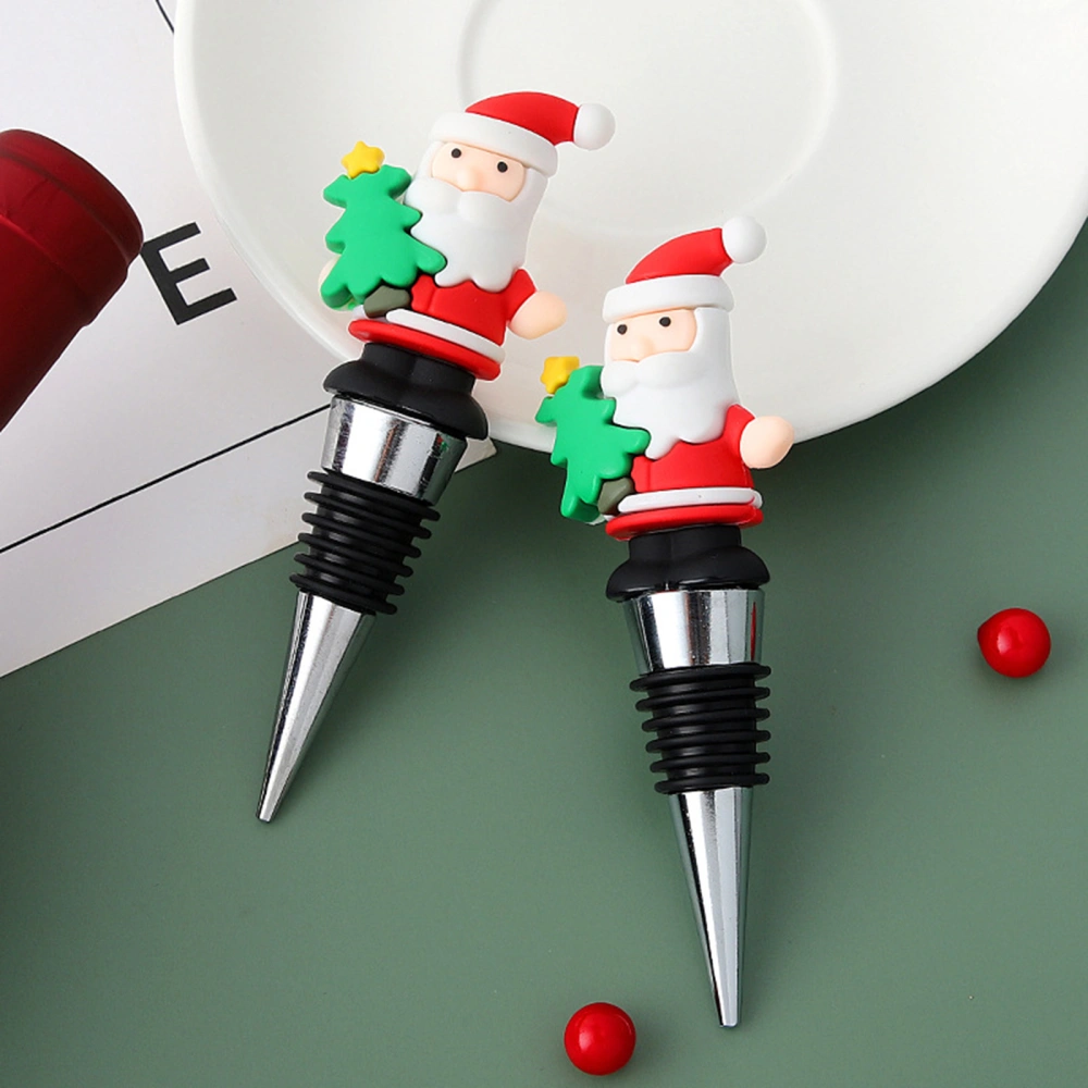 4Pcs Christmas Wine Bottle Stoppers Reusable Xmas Party Bottle Cork Wine Plug