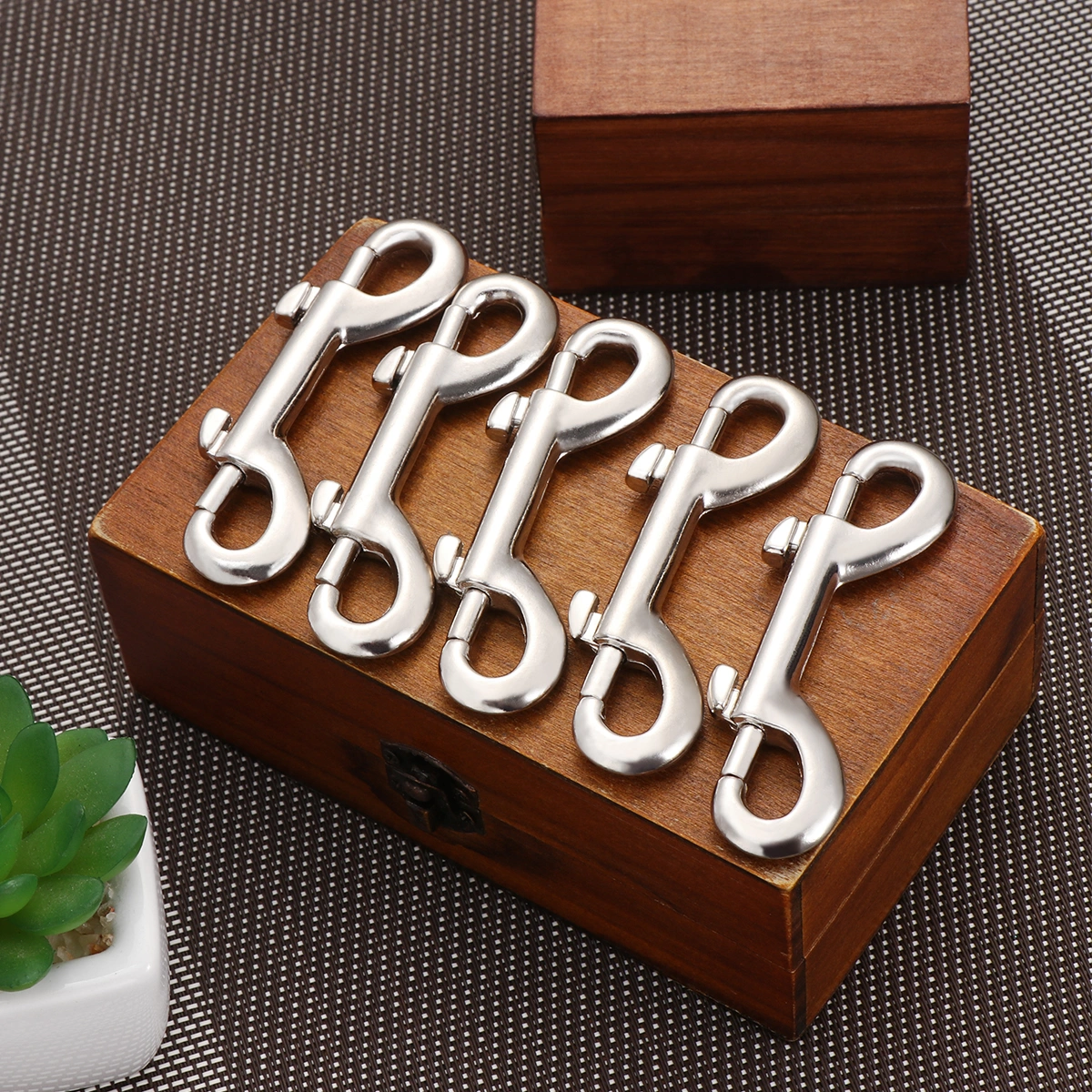 LIOOBO 5pcs Zinc Alloy Double End Bolt Snap Hook Practical Double Ended Snaps Diving Clips Key Ring Silver