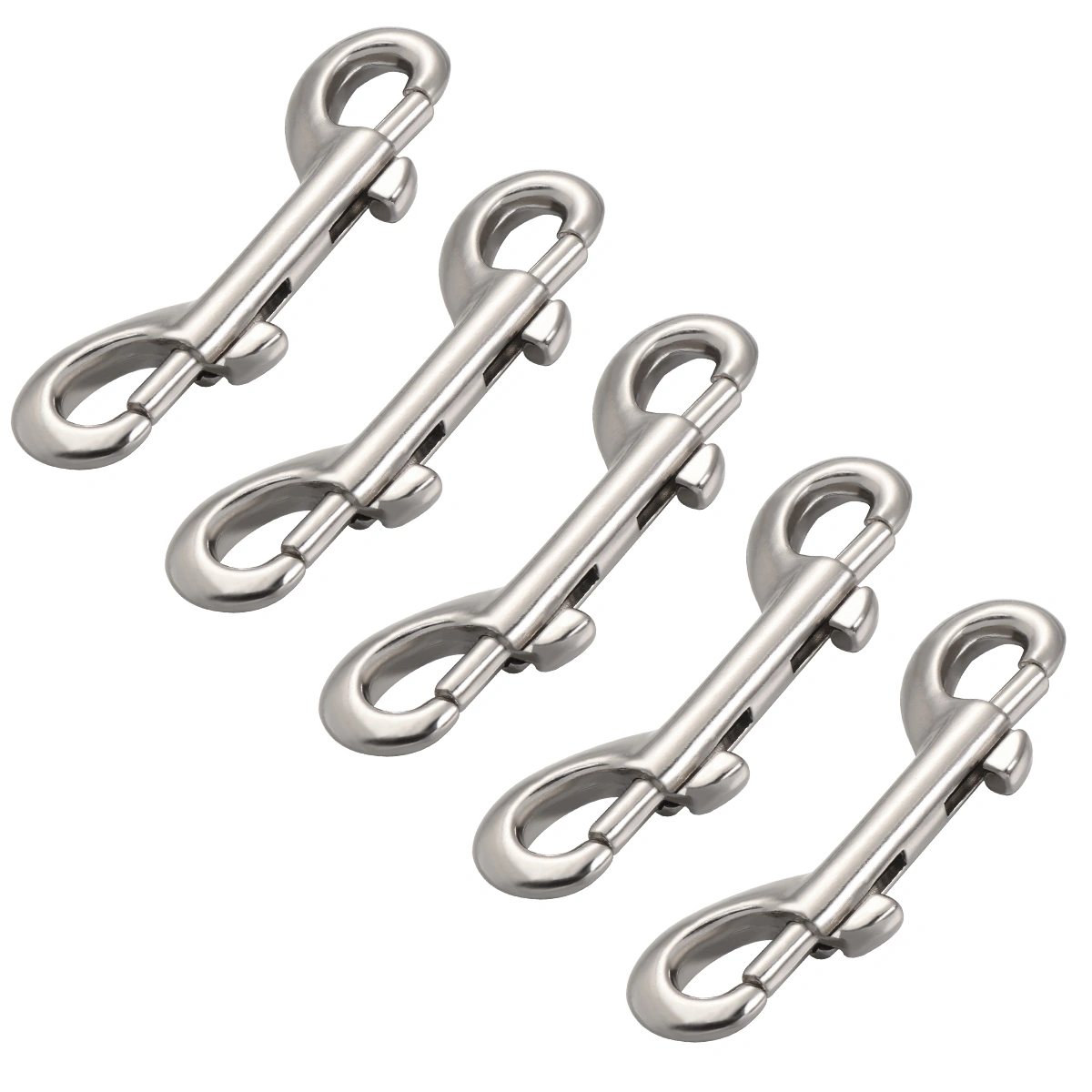 LIOOBO 5pcs Zinc Alloy Double End Bolt Snap Hook Practical Double Ended Snaps Diving Clips Key Ring Silver