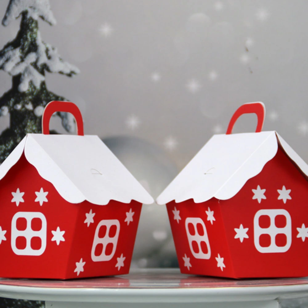 25pcs Christmas Red Little House Candy Box Lovely Container Fashion Xmas Gift Boxes for Wedding Home Party Festival (Christmas Red Little House)