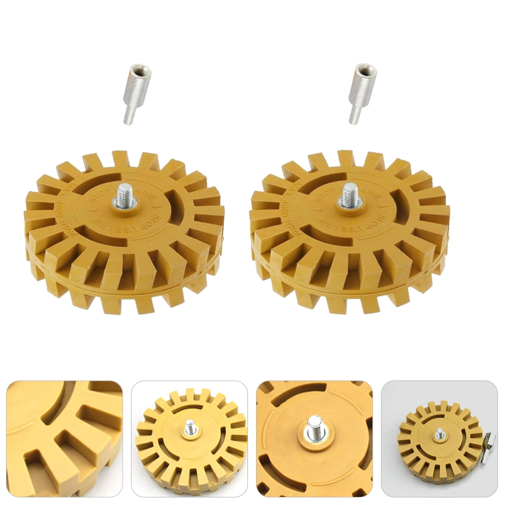 2 Sets Pneumatic Degumming Wheels Car Glue Removers Grinding Tools (Golden)