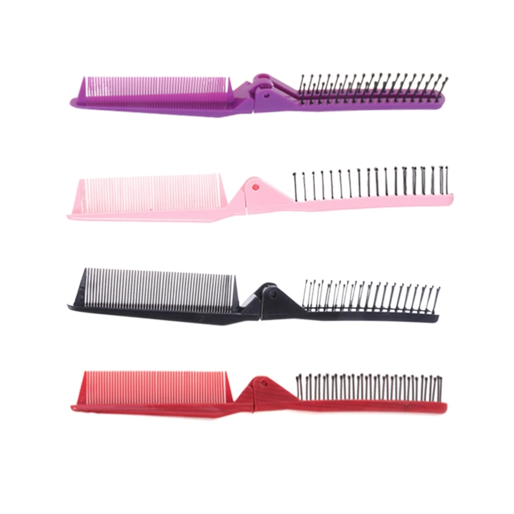 8Pcs Foldable Comb Double-Headed Hair Folding Comb Anti-static Hair Comb Long Hair Straight Comb for Travel Black Purple Pink Red for Each 2Pcs