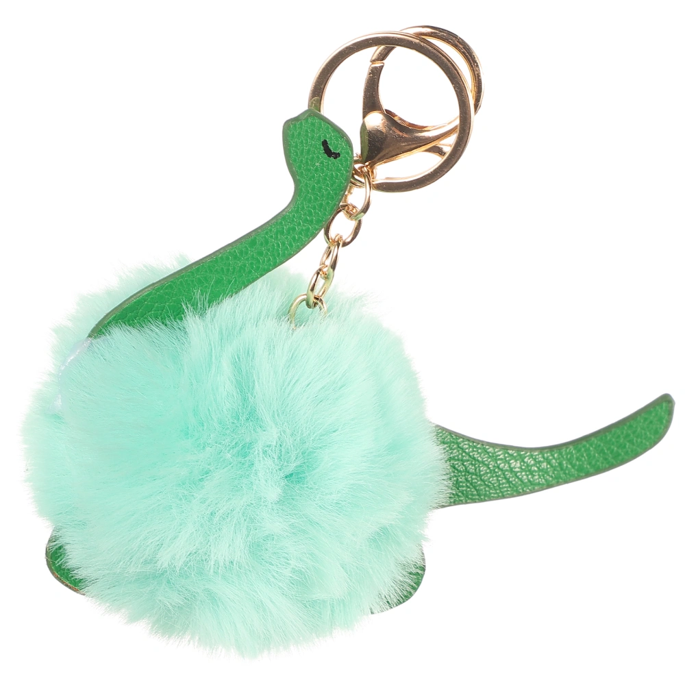 Cartoon PU Dinosaur Plush Ball Keychain Pendant Women Key Ring Holder Luggage Car Hanging Pendant (Green)