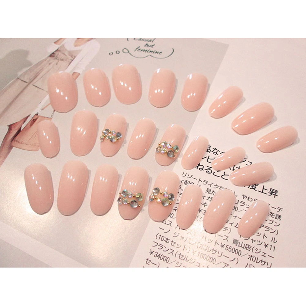 24pcs Fashion Bare French Nails Fake Nail Tips Full Cover Artificial False Nails