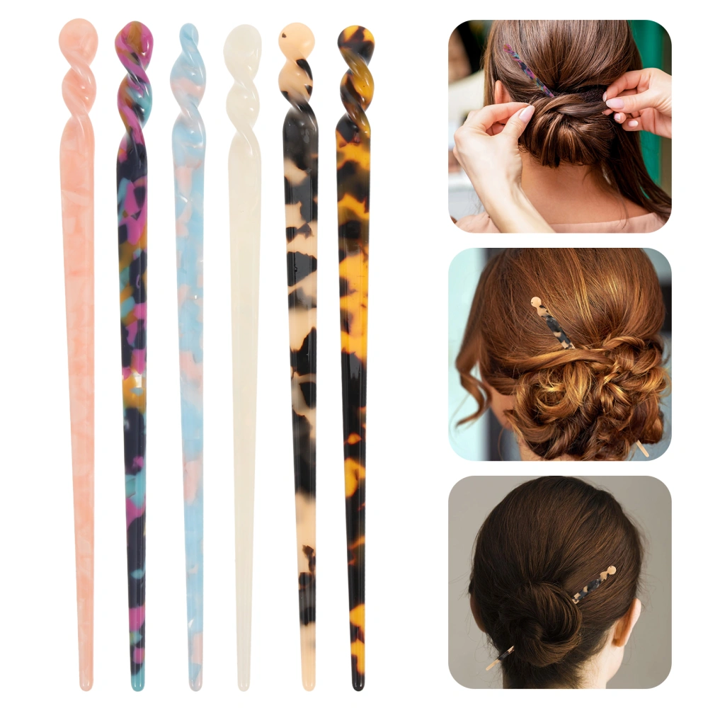 6Pcs Women Hair Stick Retro Hair Pin Simple Hair Chopstick Hanfu Headdress
