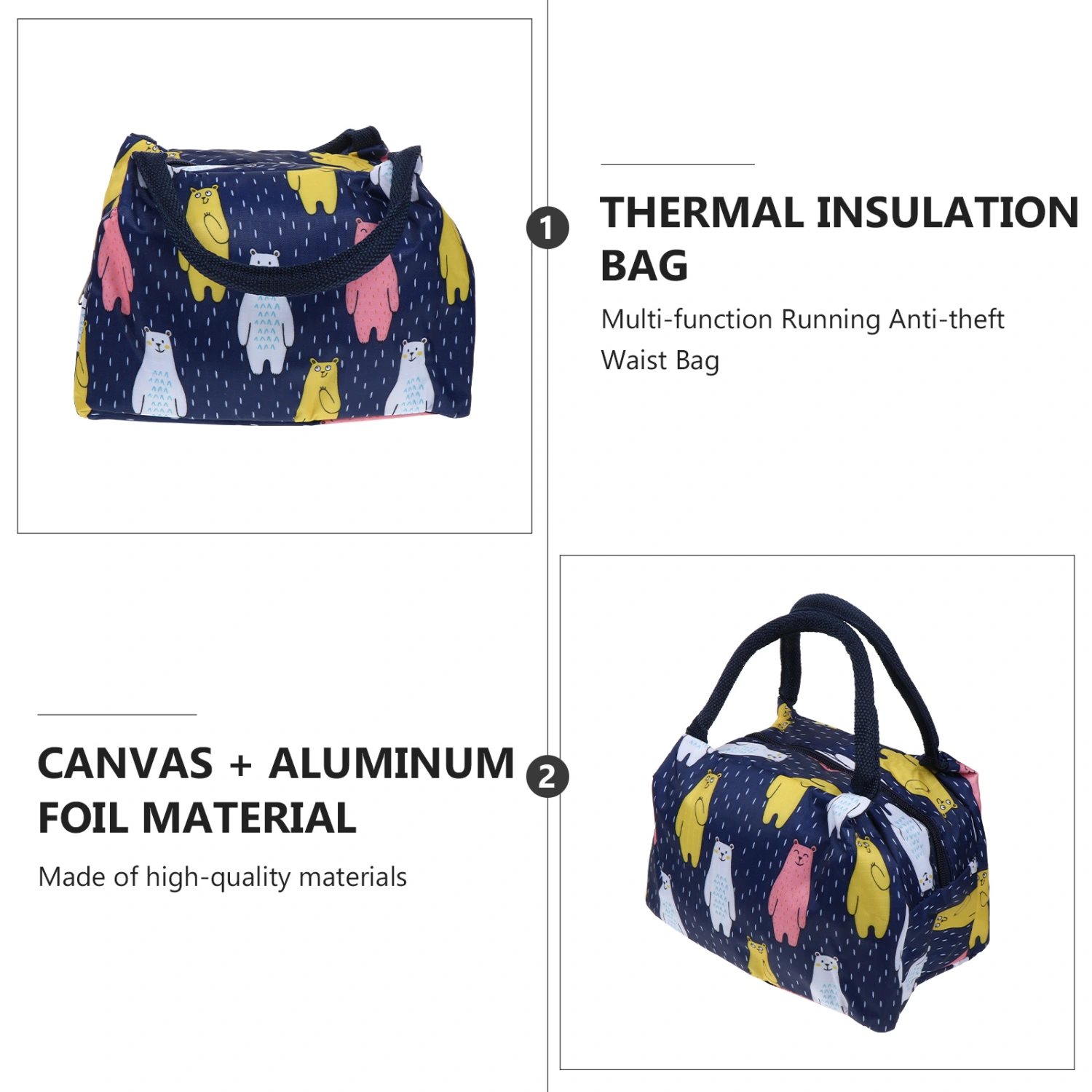 Creative Portable Lunch Bento Bag Thermal Insulated Lunch Box Tote Cooler