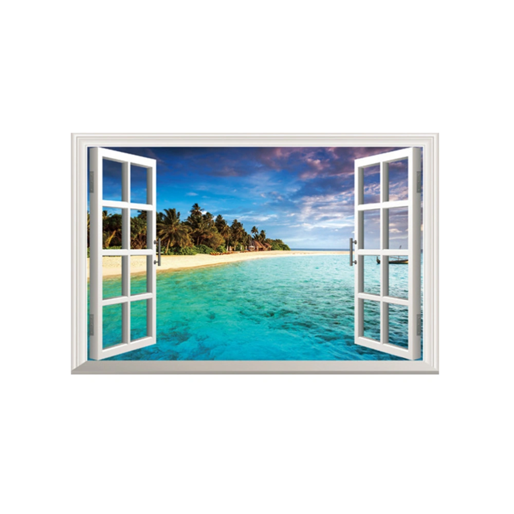 3D Fake Window Sea Wallpaper Wall Decals Removable Background Wall Poster