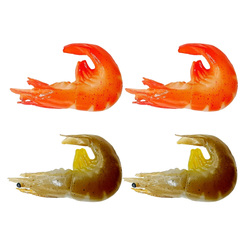 4pcs Artificial Shrimp Models Lifelike Shrimp Food Models Children Animal Toys