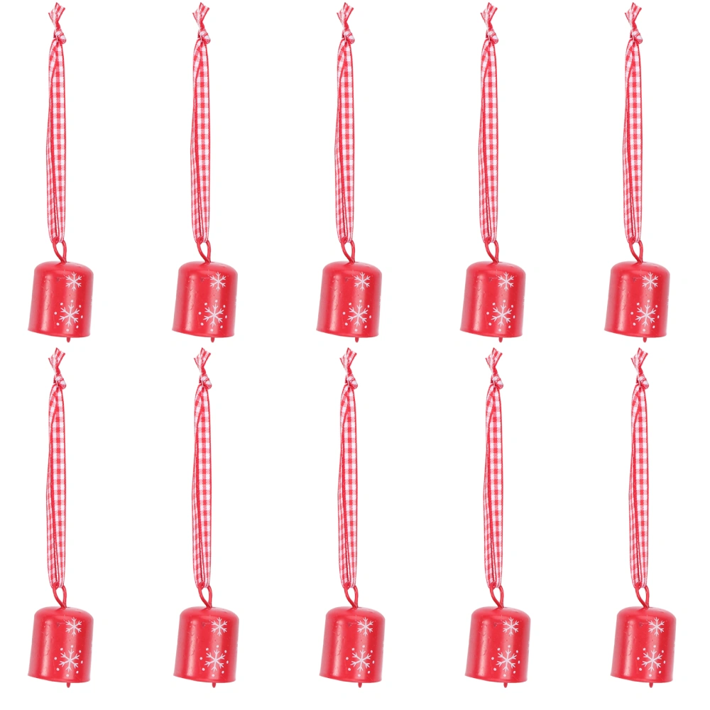 10pcs Christmas Bells Ornaments Jingle Bell Xmas Tree Hanging Decor with Ribbon