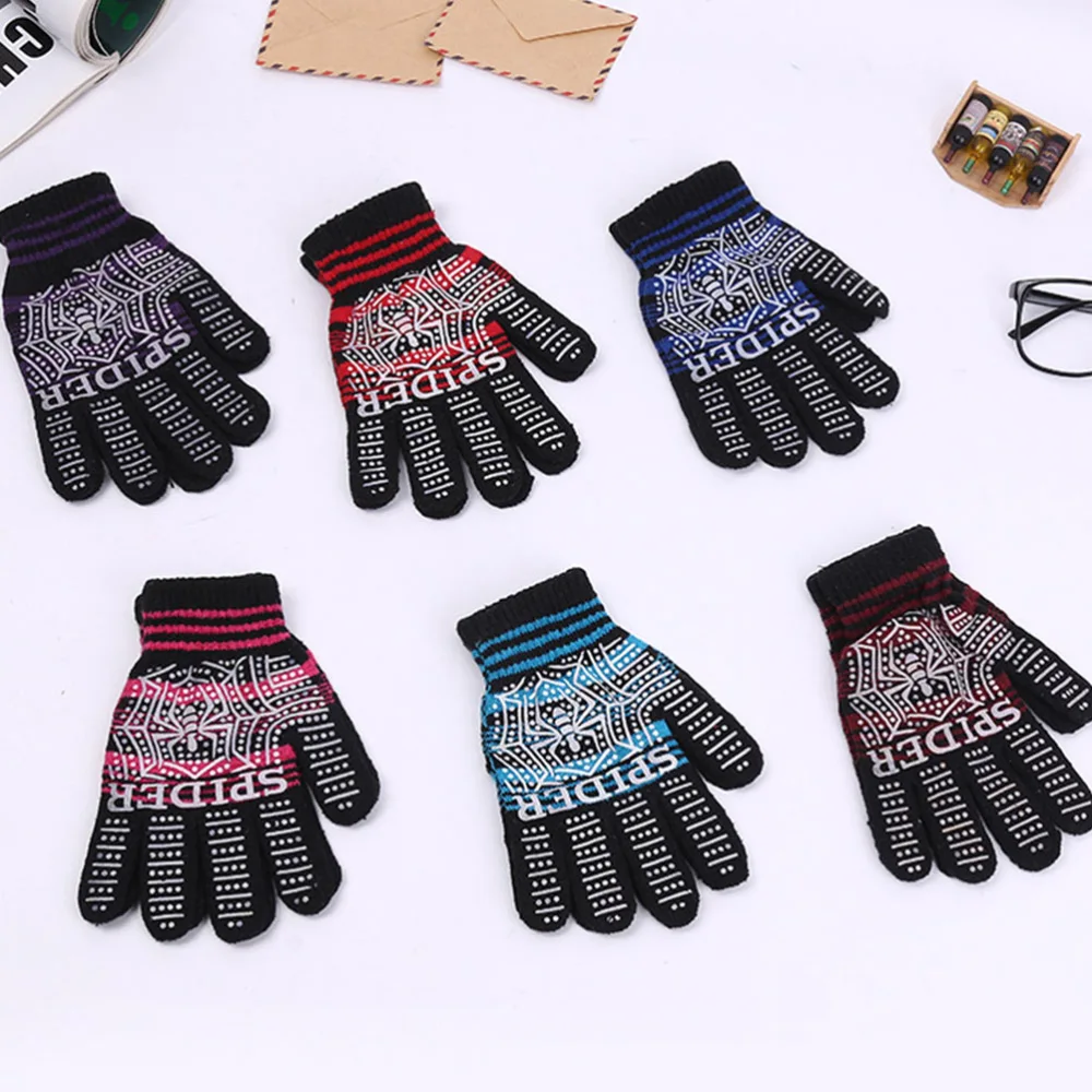 5 Pairs Anti-Slip Knitted Gloves Warm Labor Full-Finger Gloves (Free Size)