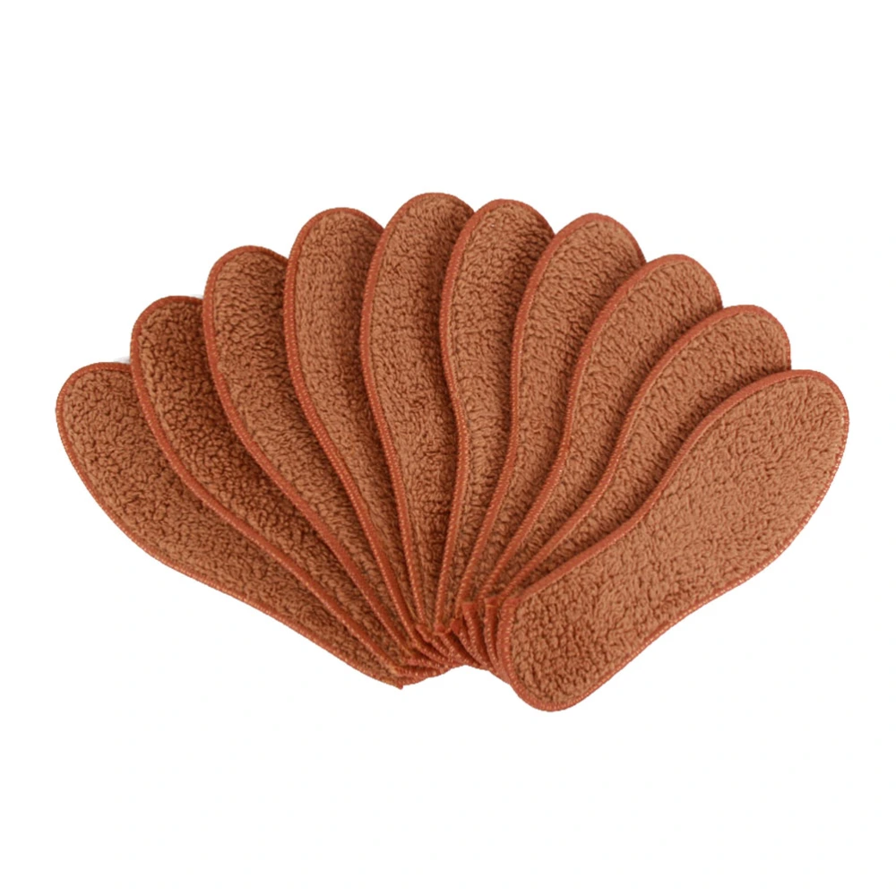 5 Pairs of Thickened Warm Insoles Imitation Alpaca Wool Shoe Inserts Warm Absorbant Deodorization Shoe Pads for Winter Size 39 (Brown)