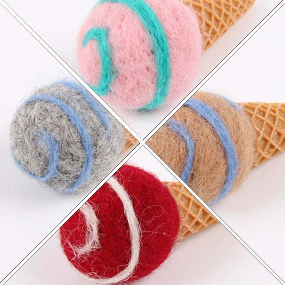 5Pcs Christmas Gift Wrapping Simulated Ice Cream Felt Adornment (Random Color)