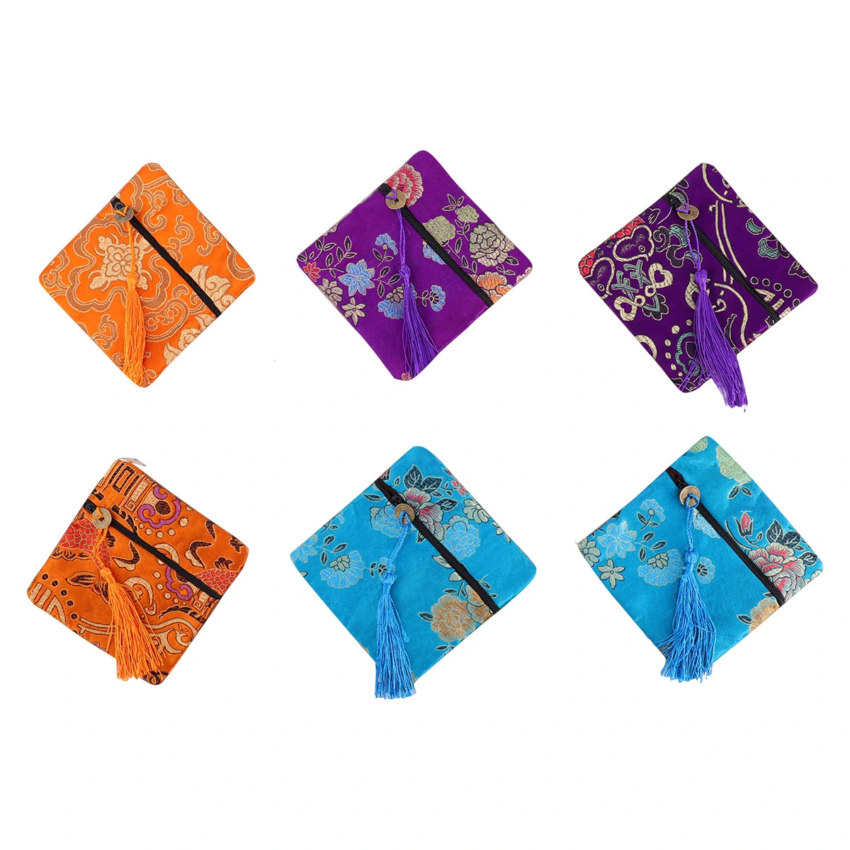 12pcs Women Coin Purse Multi-colors Blessing Coin Purse Chinese Style Wallet Women Fashion Wallet for Lady(Random Pattern)