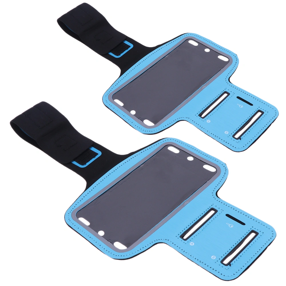 2pcs Sports Phone Holder Arm Bag Portable Armband Pockets Cellphone Bag Container for Jogging Running Cycling Hiking (Sky-blue)