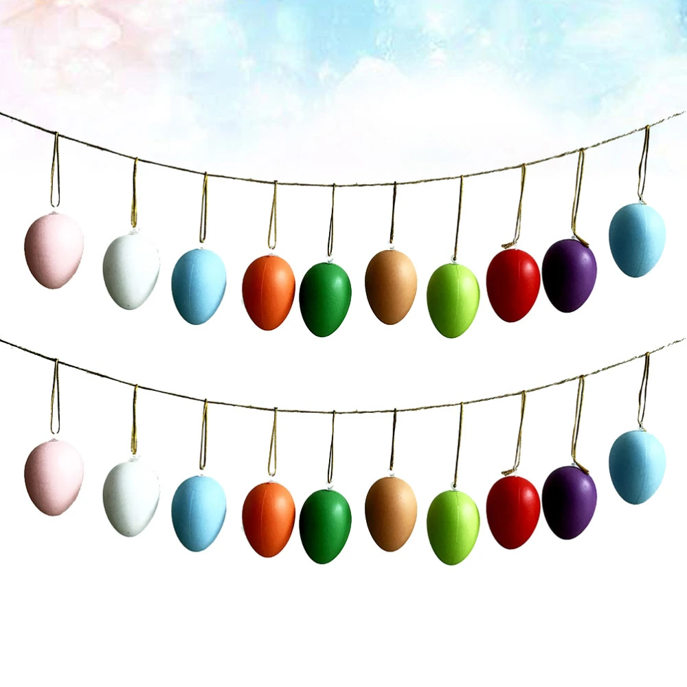 24pcs Colorful Easter Egg Hanging Simulate Egg Pendant Creative Hanging Egg Flag Party Supplies Layout Props for Easter Party Decorations with Lanyard(Random Color, 12pcs in 1 Set)