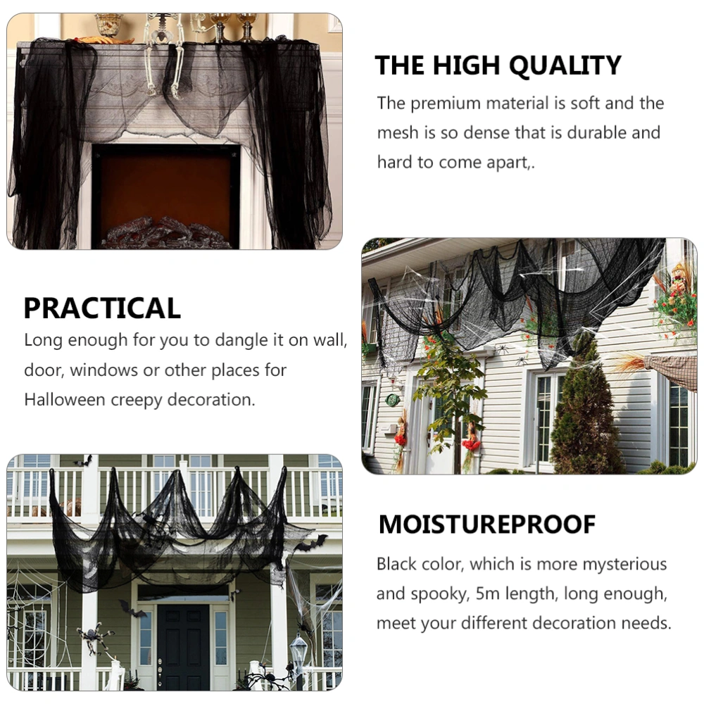 5m Haunted House Gauze Halloween Scene Layout Black Cloth Decoration (Black)