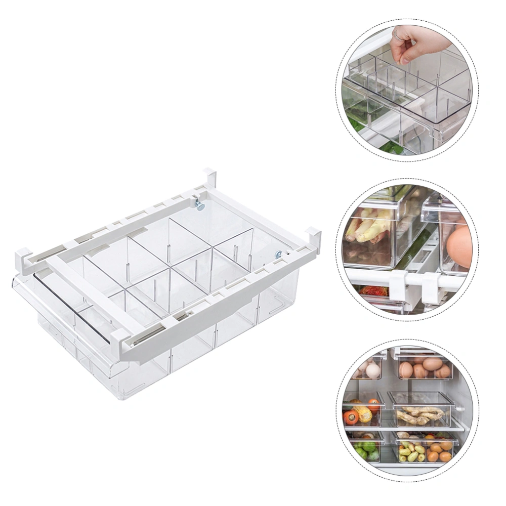 1PC Transparent Fridge Storage Box PET Fridge Drawer Storage Box (White 8 Grids)