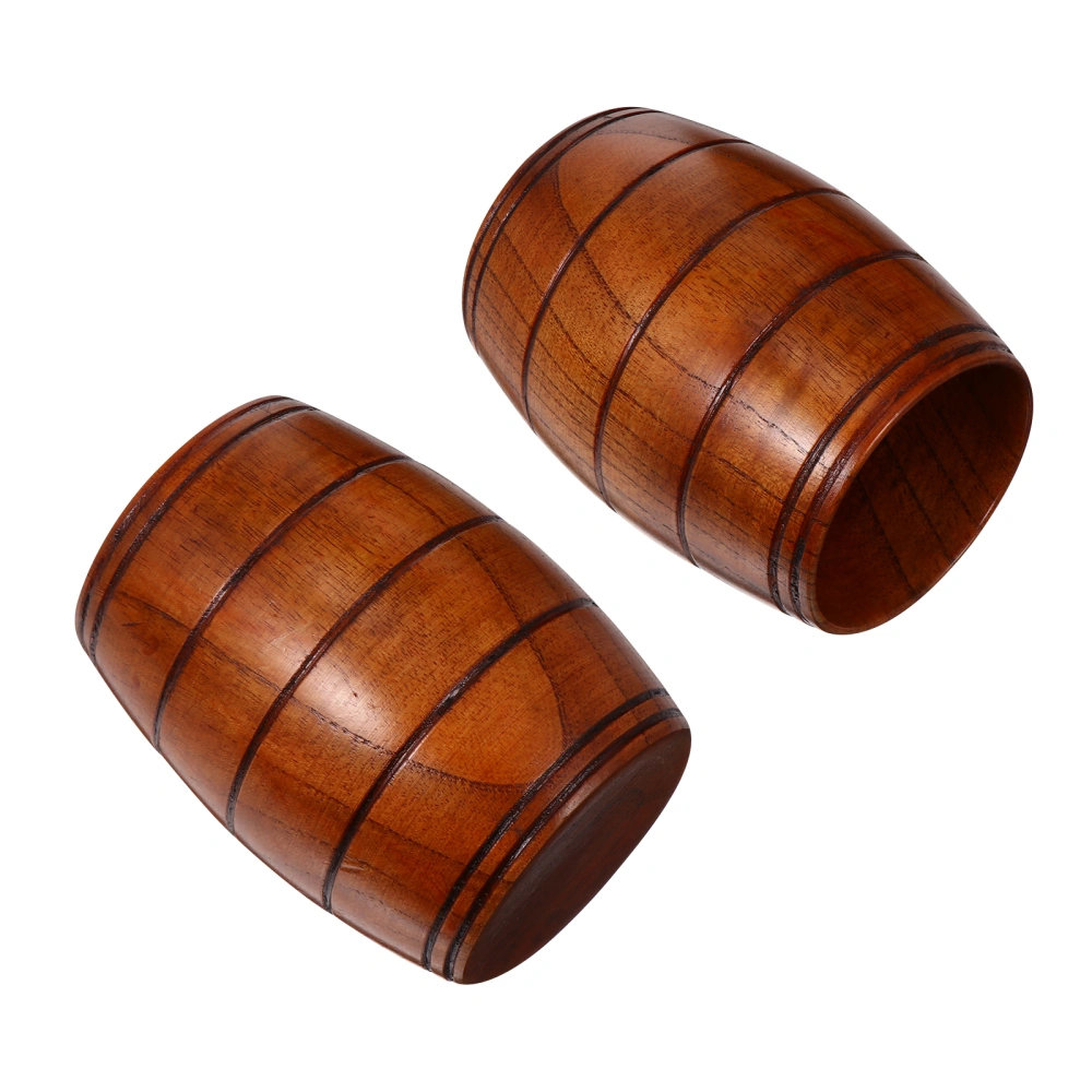 2pcs Wooden Cup Beer Barrel Modeling Cup Multipurpose Cup Drinking Cup