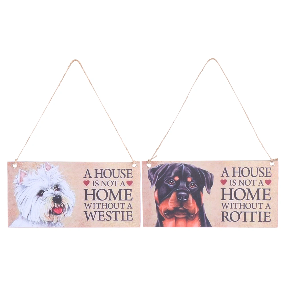 2pcs Wood Pet Dog Pattern Home Store Decorative Hanging Signs (Assorted Color)