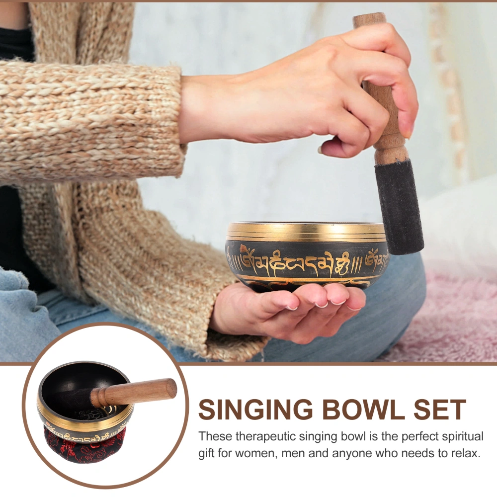 1 Set Meditation Sound Bowl Singing Bowl Buddhism Home Decoration Wood Rod