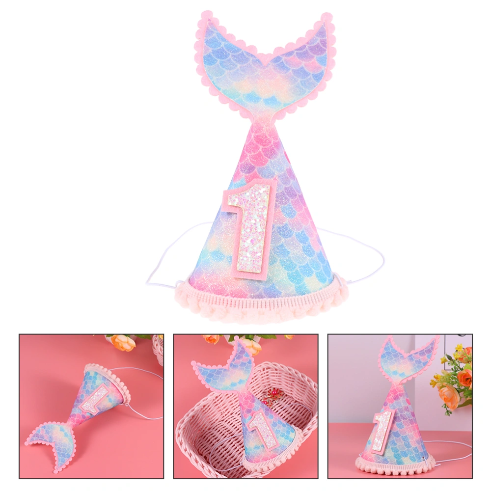 1Pc Sequined Mermaid Tail Birthday Cone Hat Children Decorative Hat Party Supply