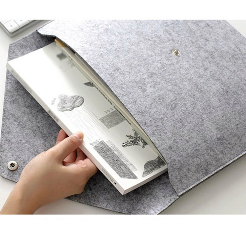 Felt File Folders Portable Paper Organizer Felt Holder Document Carrier Bag Case Letter Size Briefcase Expanding Envelope Handbag with Button for Office School Stationery(Light Grey)