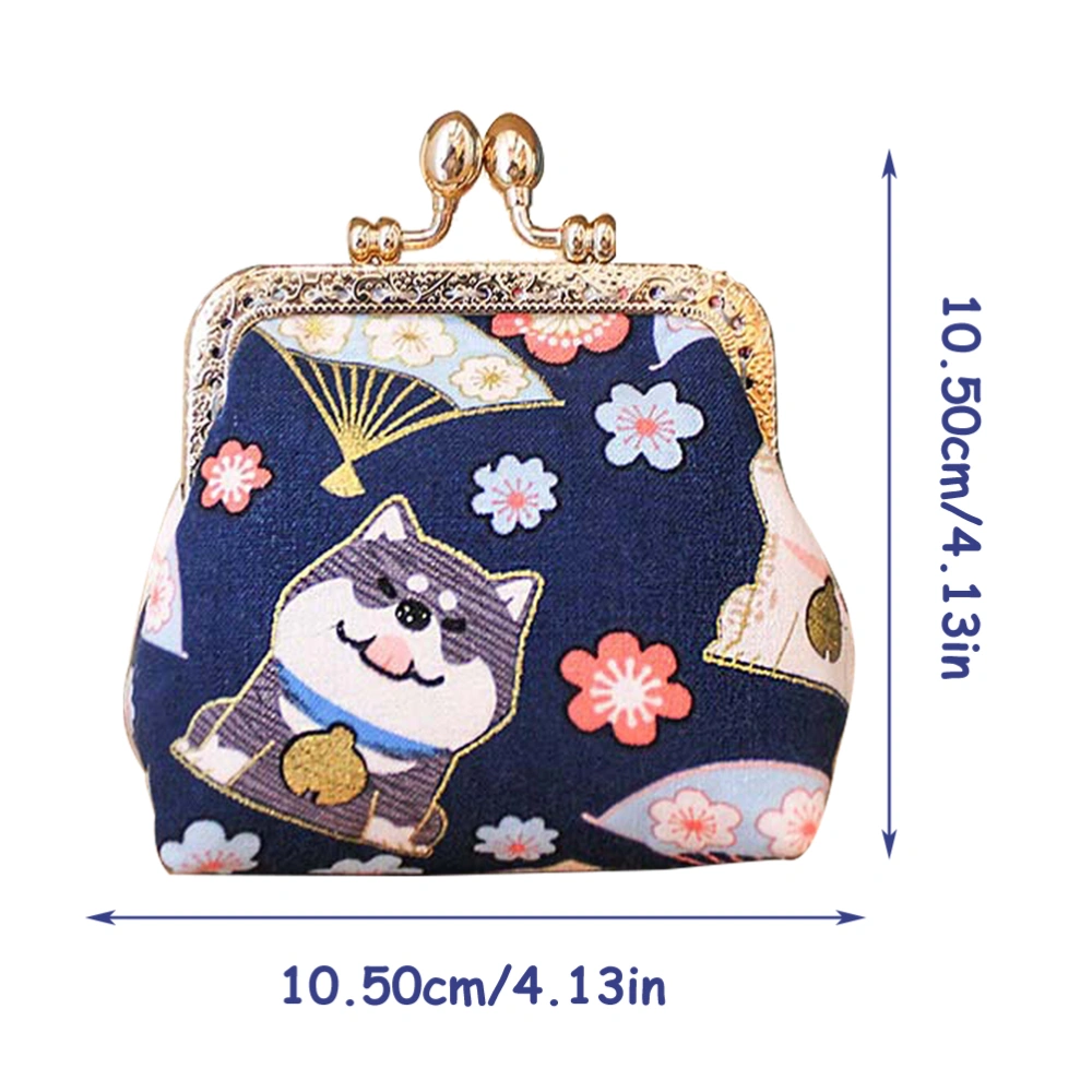 Cartoon Shiba Inu Pattern Change Purse Lipsticks Storage Bag Cards Storage Holder