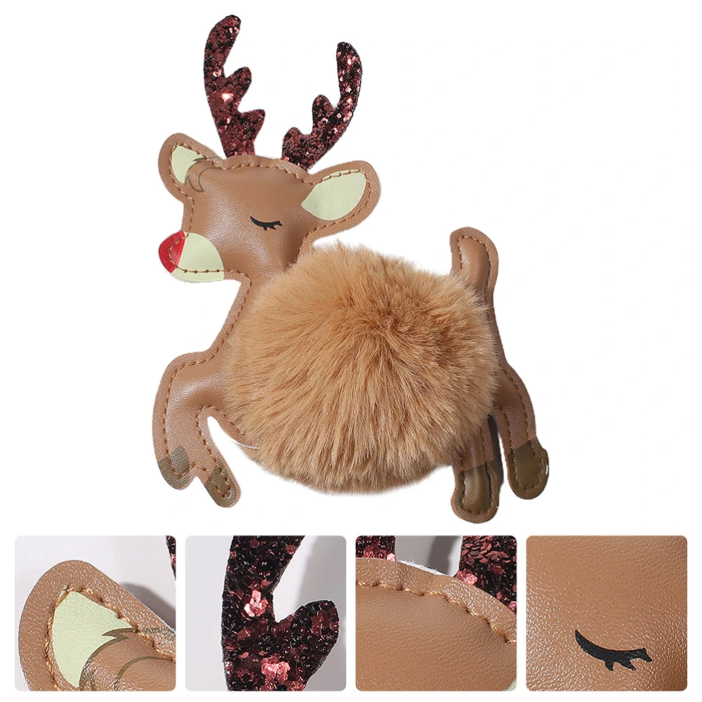 1pc Christmas Plush Keychain Bag Pendant Cartoon Elk Key Hanging Ornament