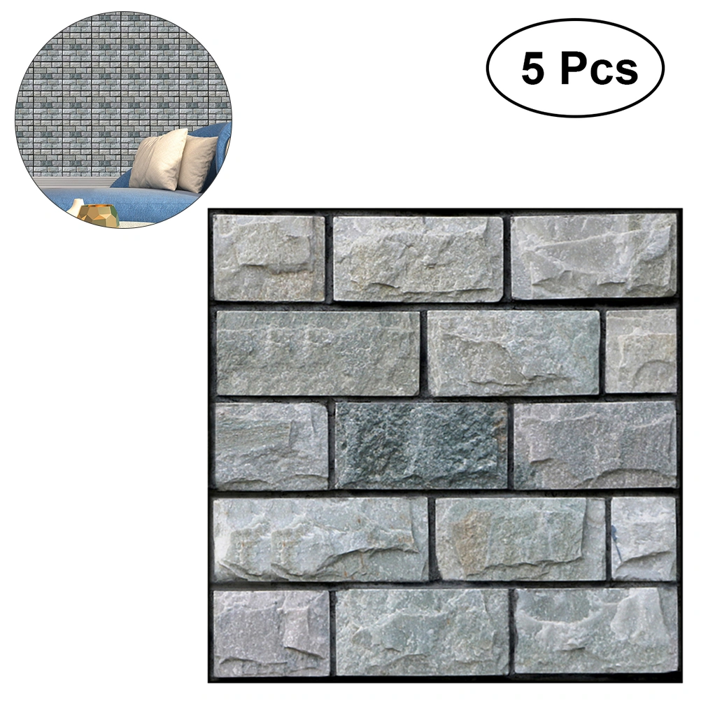 5 Pcs 3D Self-adhesive Brick Pattern Wallpaper Modern Wall Background TV Decor Wallpaper for Bedroom Living Room 30x30cm(Pattern 501)
