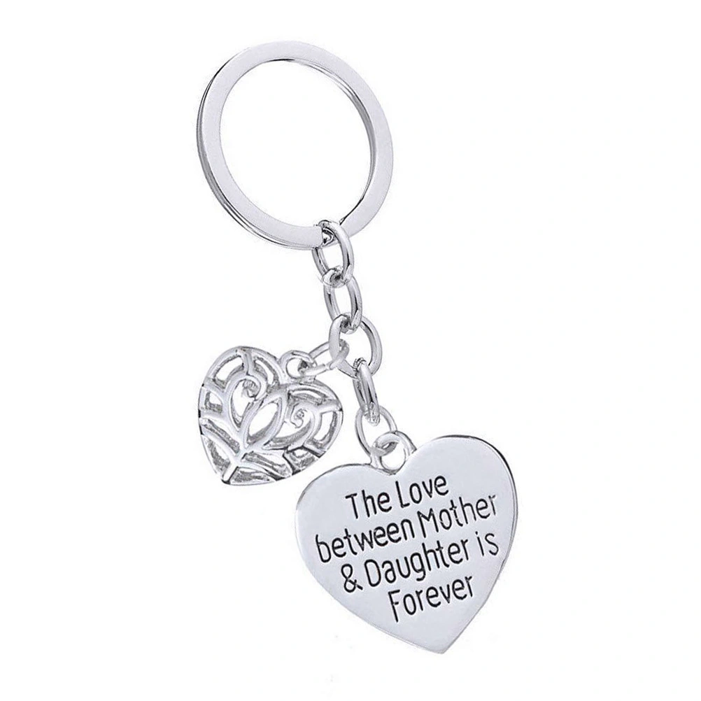 Mothers Day Gift Keychains Letter Printing Key Holder Heart Pendant Stainless Steel Key Rings Craft Ornaments 