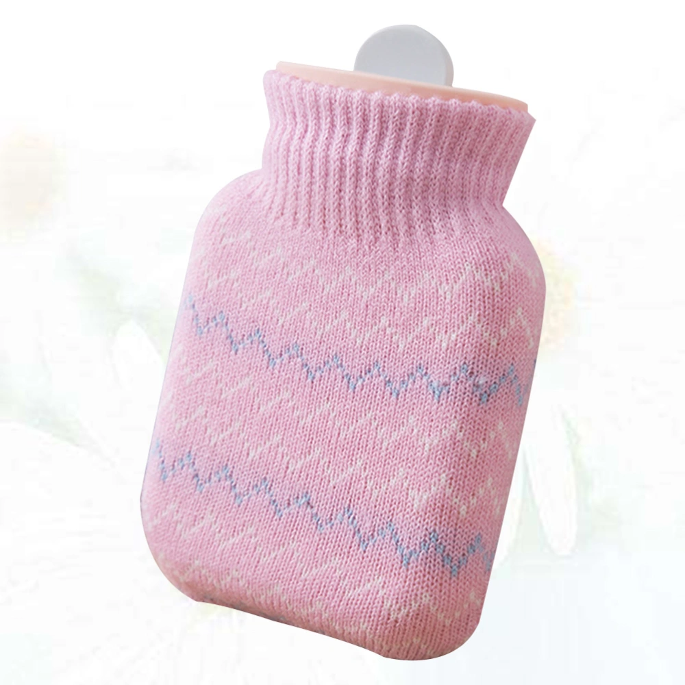 Practical Hot Water Bag Portable Hand Warmer Warm Keeping Bag Winter Water Bag with Knitted Bag (Pink)