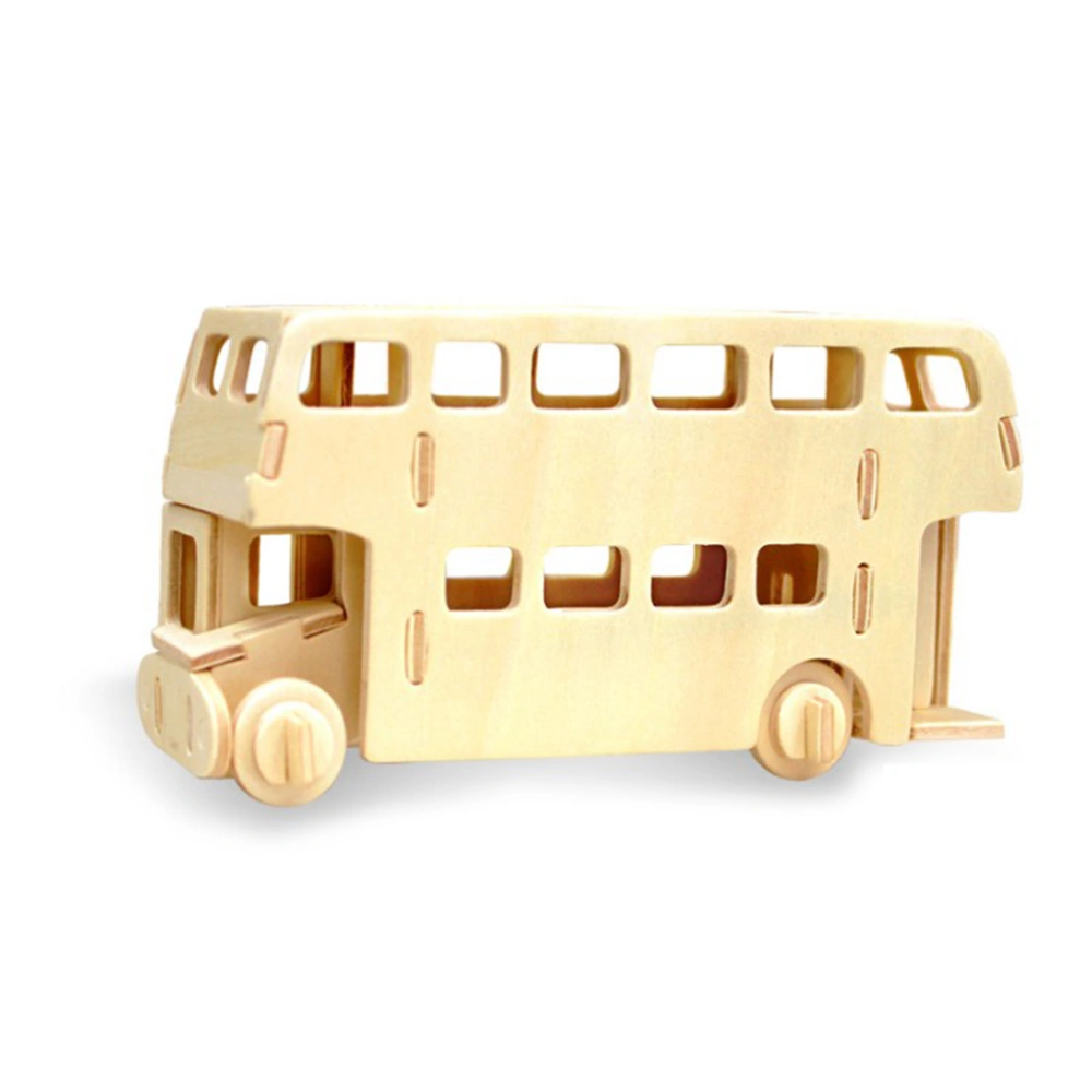 Wooden Simulation London Bus Assembly Puzzle Model 3D Bus Puzzles Block Educational Toy Gift for Kids