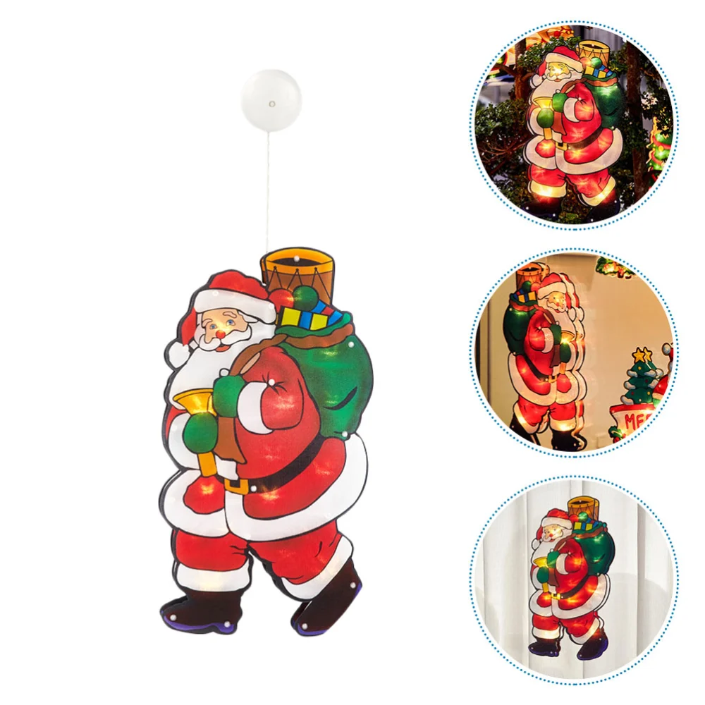 1Pc Christmas Santa Claus Suction Cup Lamp Showcase LED Light Festival Supply