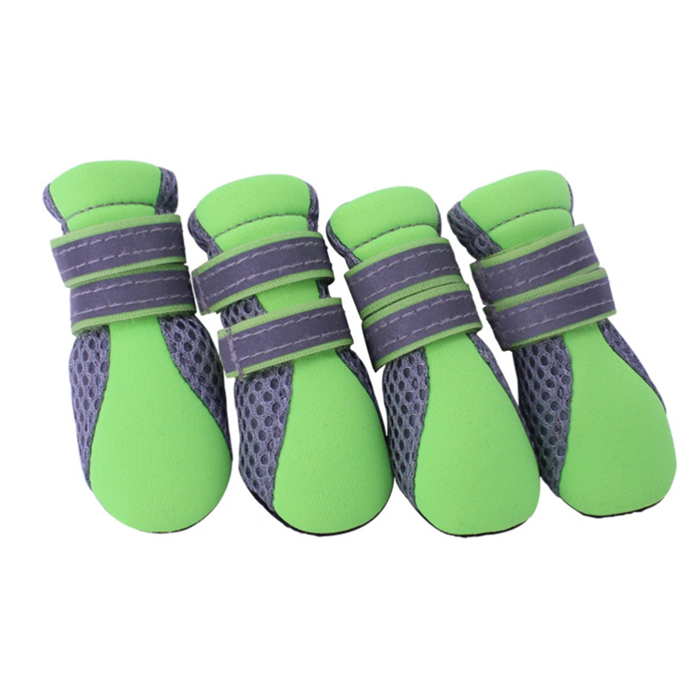 Summer Breathable Mesh Small Dog Shoes Nonslip Sole Dog Boots Size S (Green)