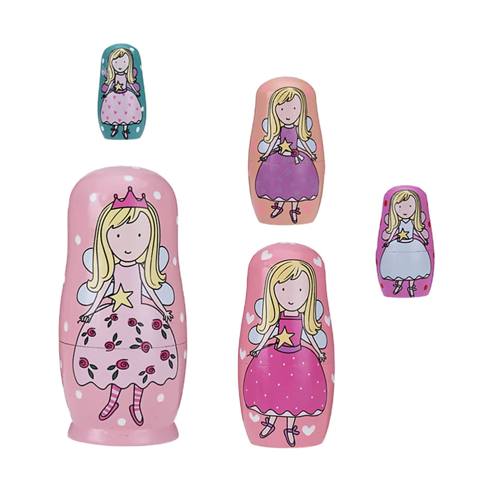 5Pcs Matryoshka Doll Girl Pattern Nesting Doll Russian Doll Toy Home Adornment