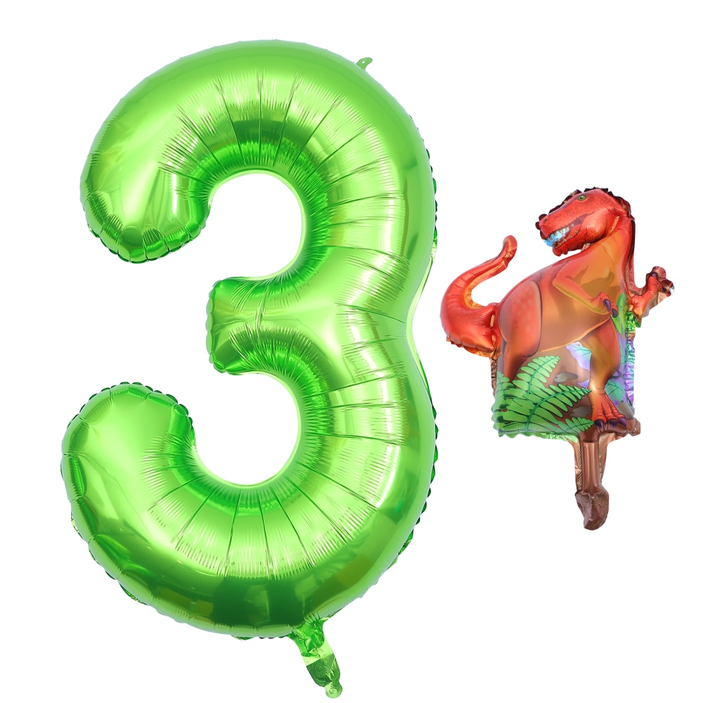 Dinosaur Numeral Balloons Aluminum Foil Decorative Balloons for Birthday Party