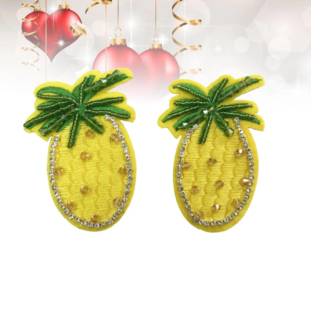 1 Pairs Pineapple Breast Sticker Women Sexy Pastes Breathable Covers Breast Pastes Rhinestone Boob Stickers Breast Covers (Yellow)